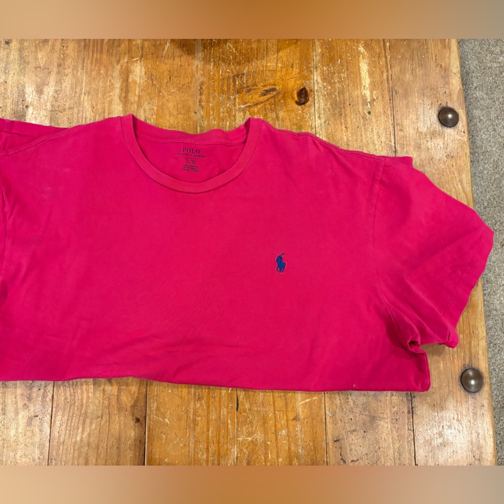 Ralph Lauren Polo Hot Pink Tee with Navy Emblem